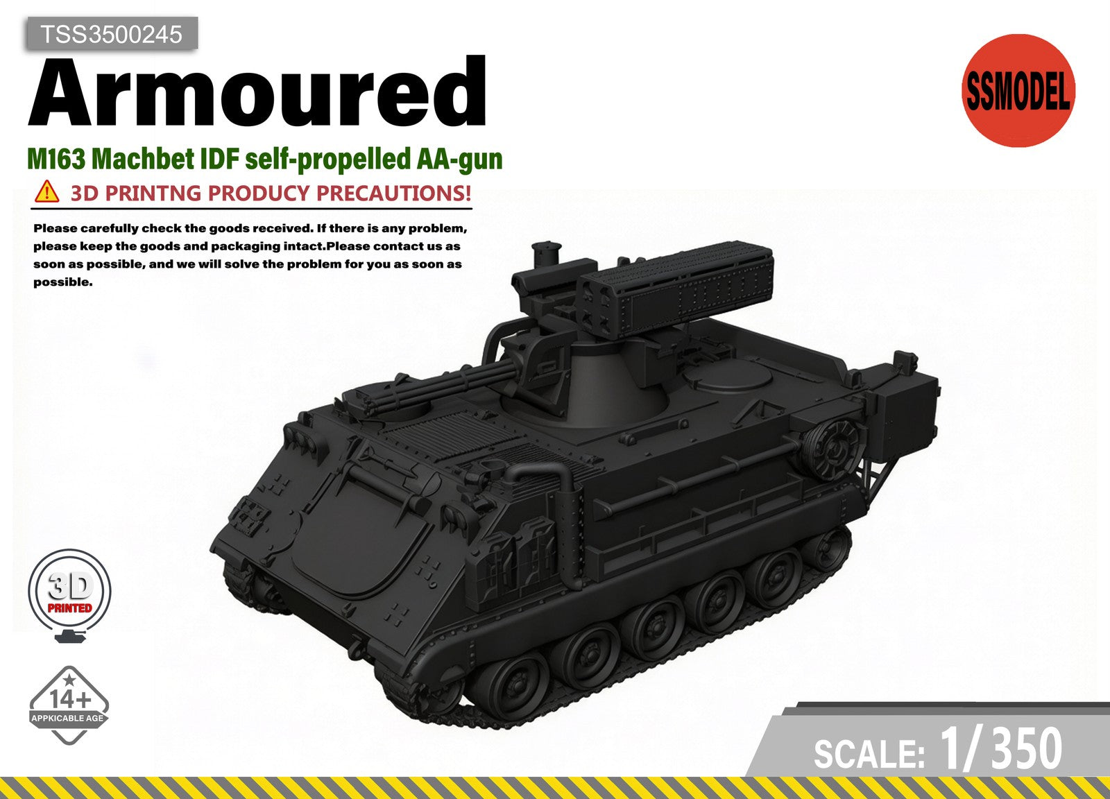 SSMODEL 1/350 M163 Machbet Vehicle Tank Resin MODEL KIT TSS3500245 — scale model kit