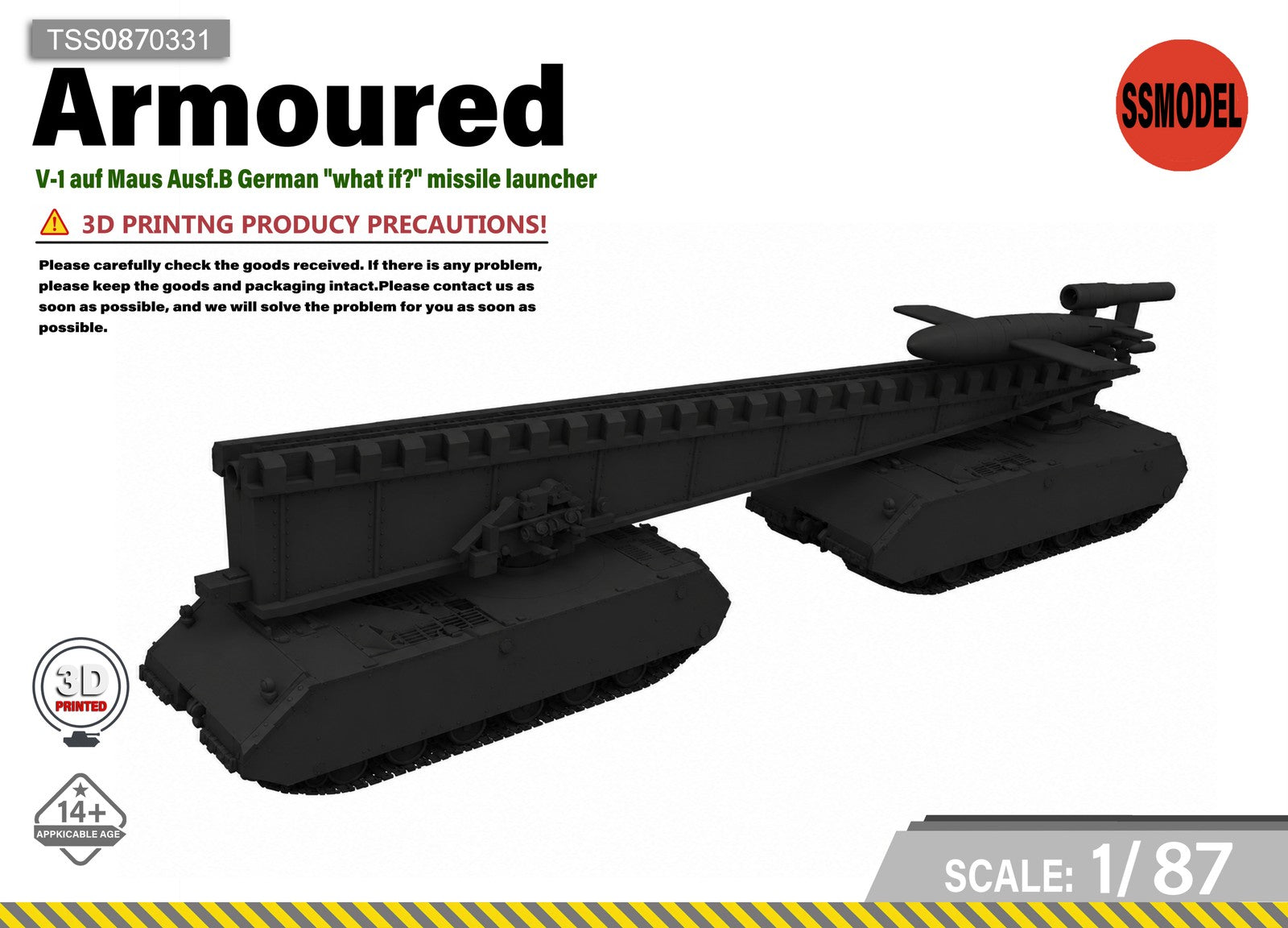 SSMODEL 1/87 V-1 auf Maus Ausf.B German missile resin model kit TSS0870331