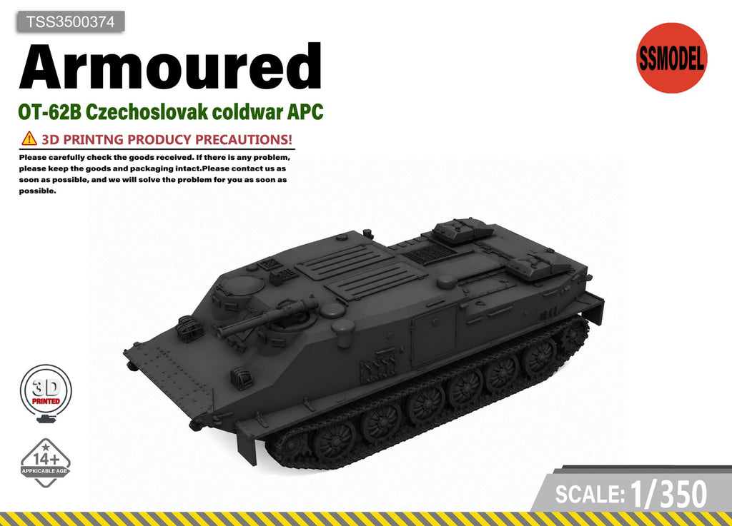SSMODEL 1/350 OT-62B Czechoslovak Coldwar APC Tank Resin Model Kit TSS3500374