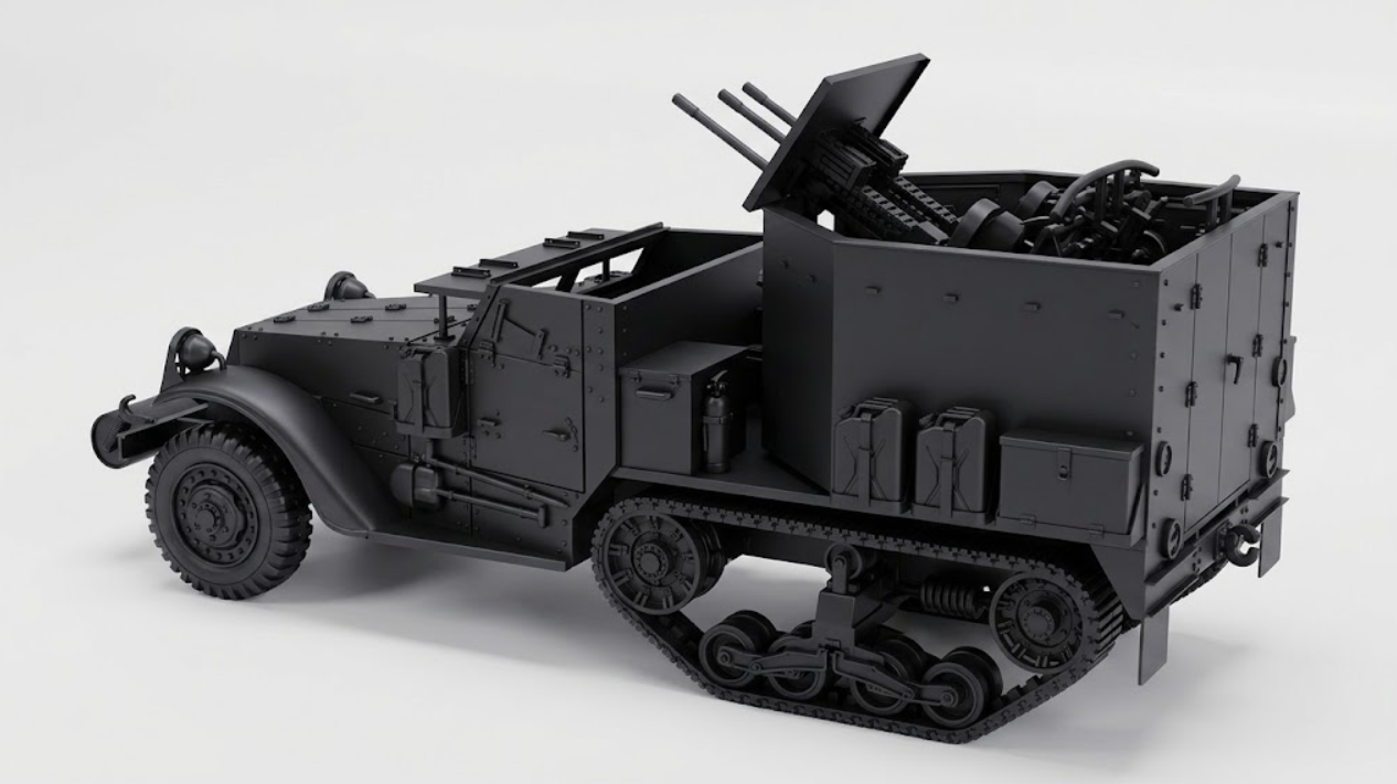 SSMODEL 1/56 WWII US M15A1 Half-track CGMC AA Resin Model Kit TSS0560874 Secondary image
