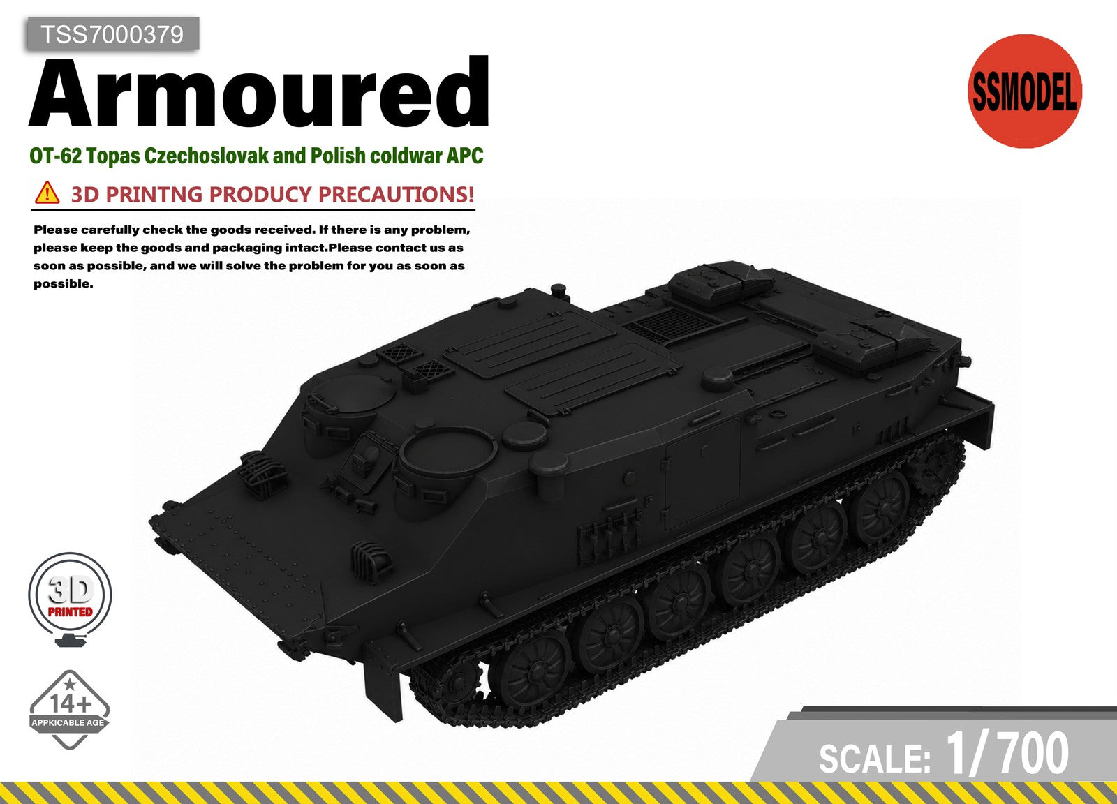 SSMODEL 1/700 OT-62 Topas Czechoslovakian and Polish Tank Model Kit TSS7000379 — scale model kit