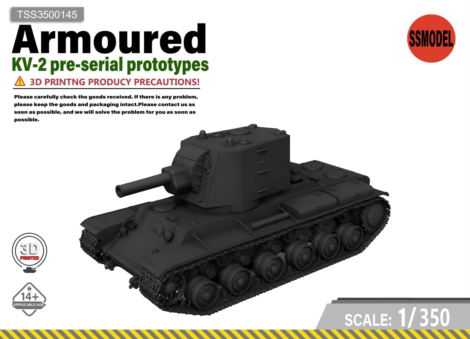 SSMODEL 1/350 KV-2 pre-serial prototypes tank resin model kit TSS3500145 — scale model kit