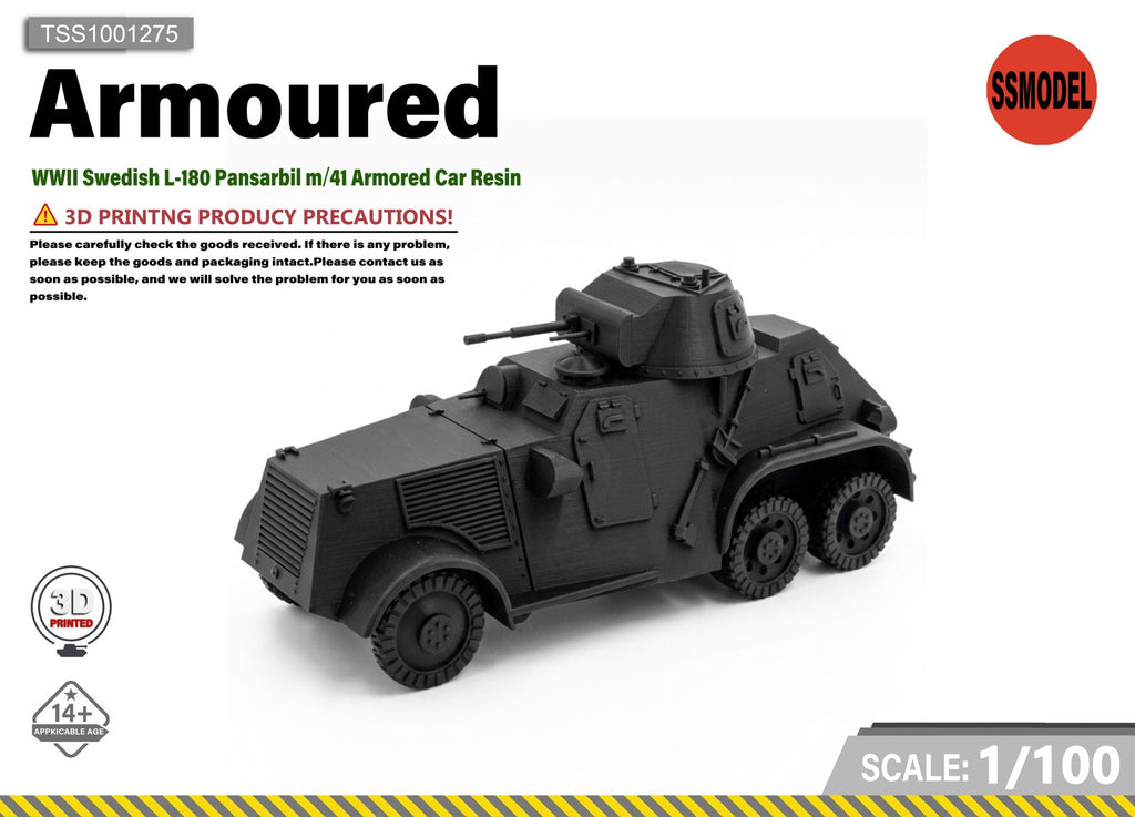 SSMODEL 1/100 WWII L-180 Pansarbil m/41 Armored Car Resin Model Kit TSS1001275