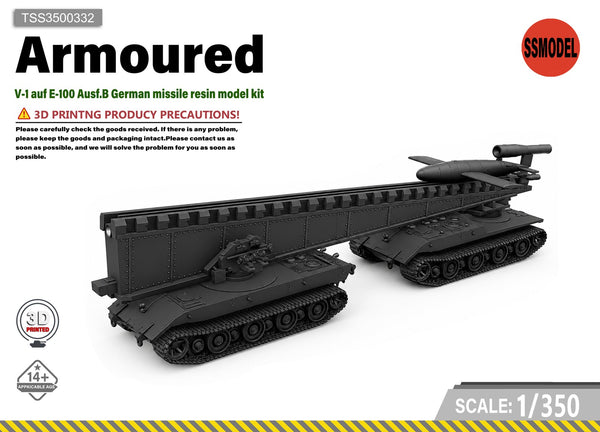 SSMODEL 1/350 V-1 auf E-100 Ausf.B German missile resin model kit TSS3500332