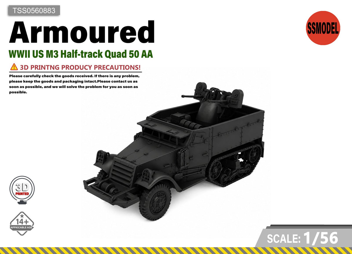 SSMODEL 1/56 WWII US M3 Half-track Quad 50 AA Resin Model Kit TSS0560883 Main image