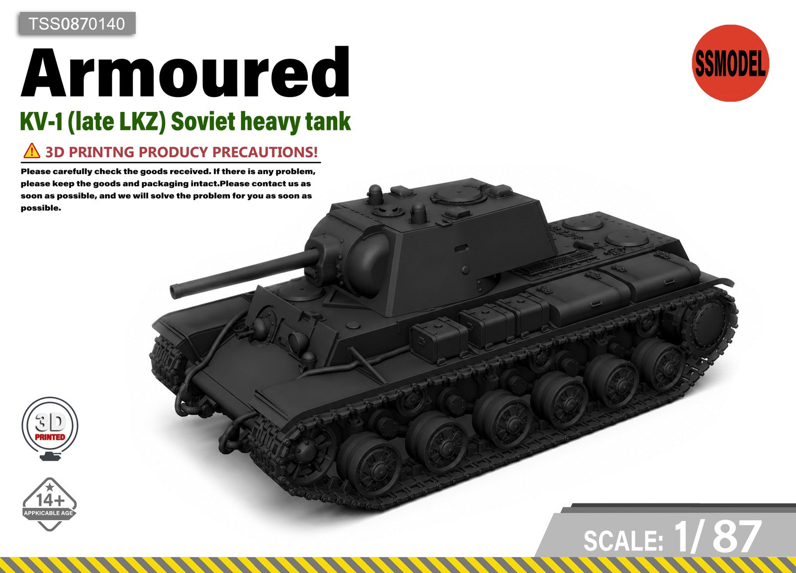 SSMODEL 1/87 KV-1 (late LKZ) Soviet heavy tank resin model kit TSS0870140