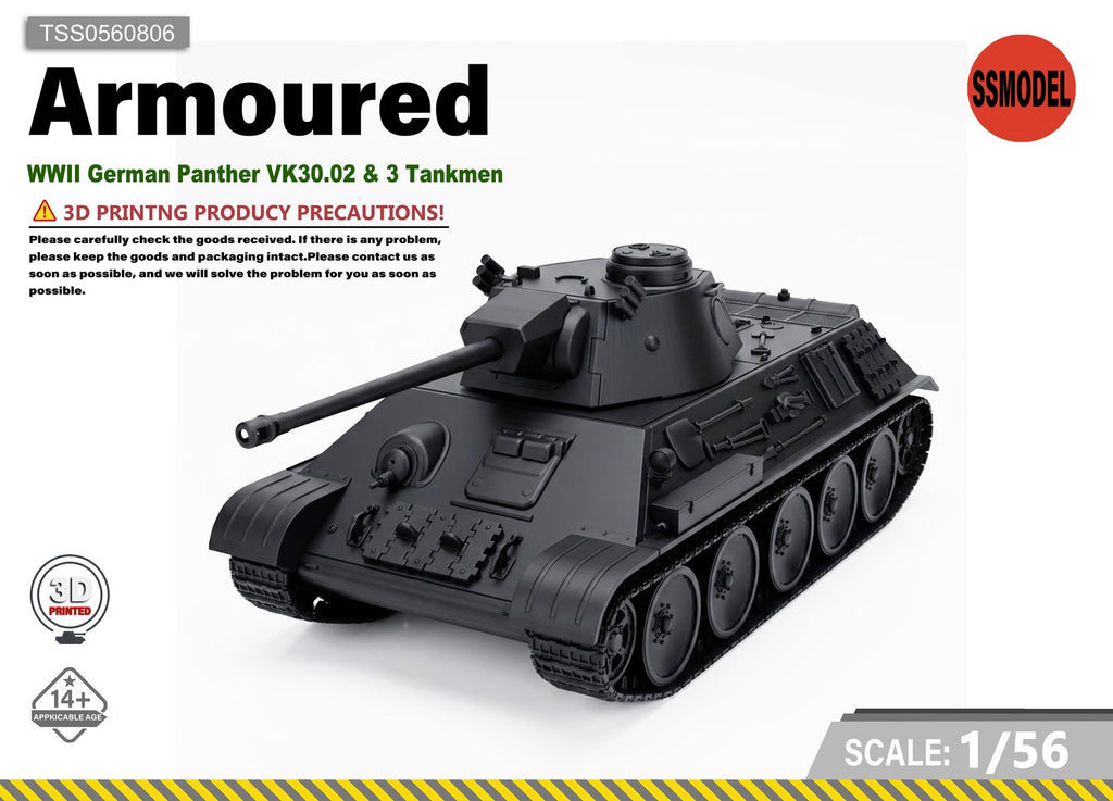 SSMODEL 1/56 WWII German Panther VK30.02 & 3 Tankmen Resin Model Kit TSS0560806