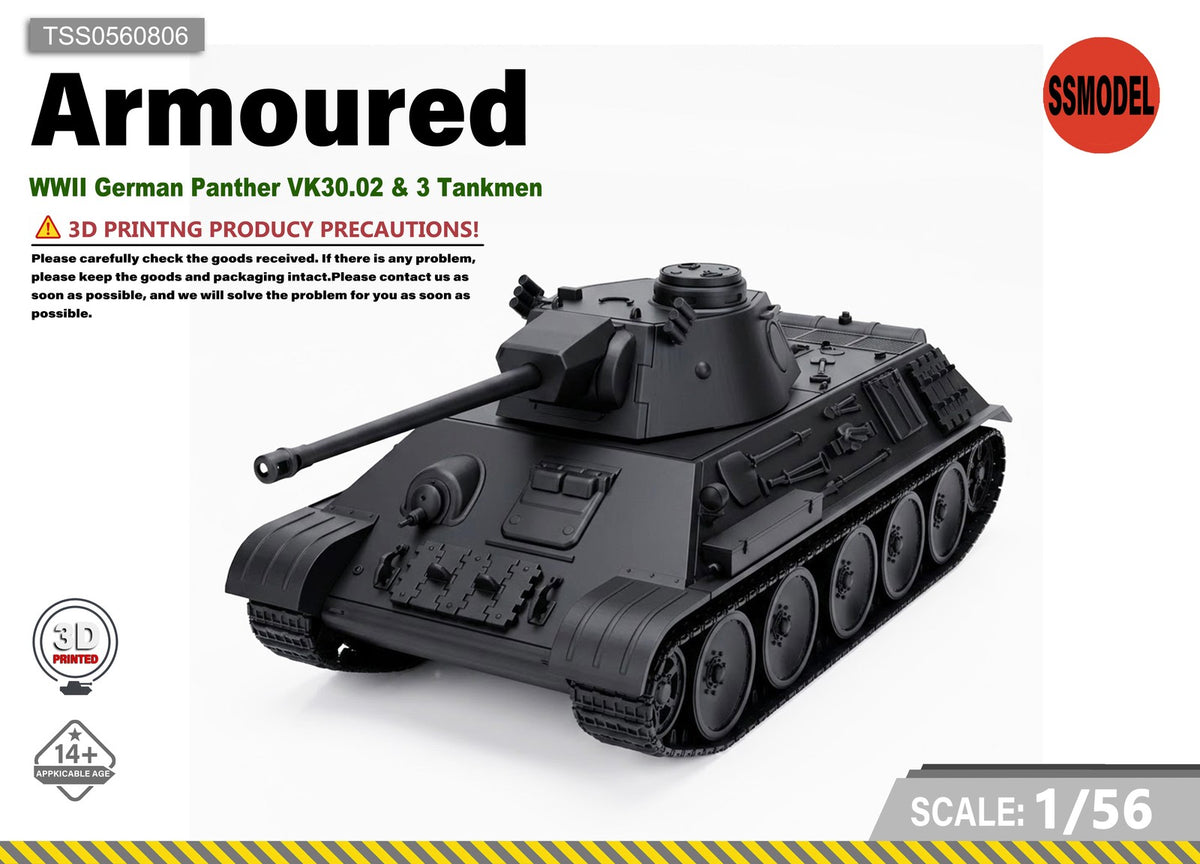 SSMODEL 1/56 WWII German Panther VK30.02 & 3 Tankmen Resin Model Kit TSS0560806 — scale model kit