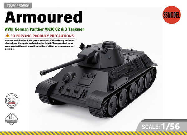 SSMODEL 1/56 WWII German Panther VK30.02 & 3 Tankmen Resin Model Kit TSS0560806