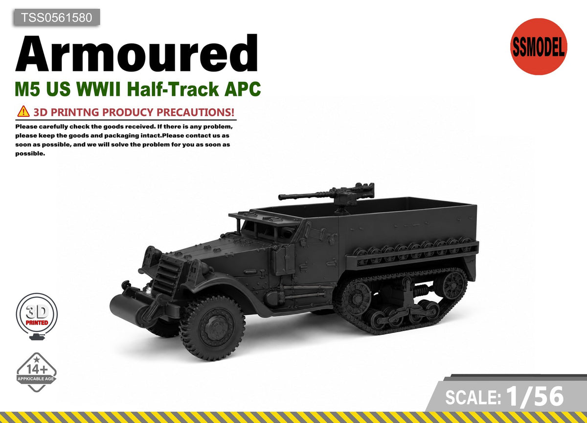 SSMODEL 1/56 M5 US WWII Half-Track APC Resin Model Kit TSS0561580 Main image