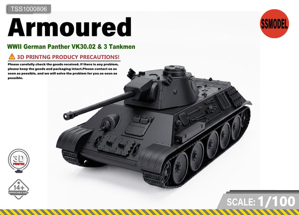 SSMODEL 1/100 WWII German Panther VK30.02 & 3 Tankmen Resin Model Kit TSS1000806