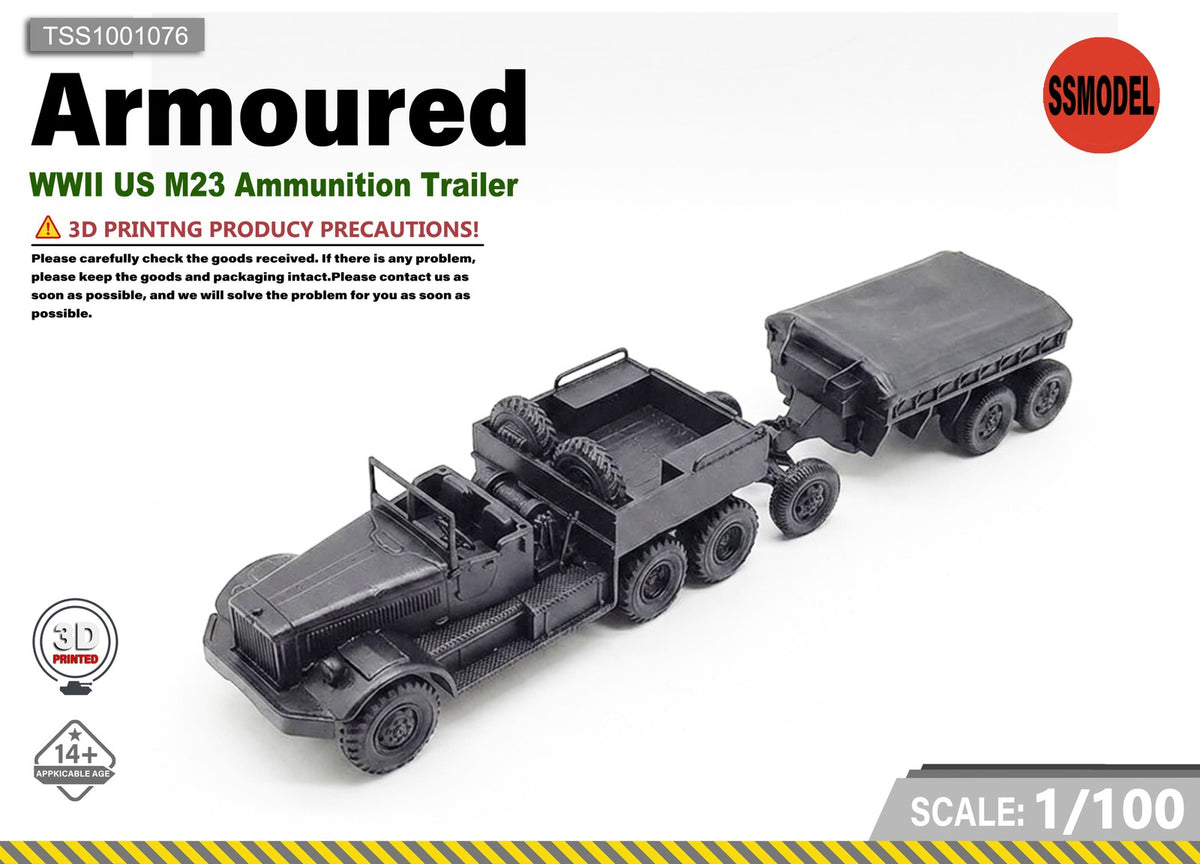 SSMODEL 1/100 WWII US M23 Ammunition Trailer Resin Model Kit TSS1001076 — scale model kit