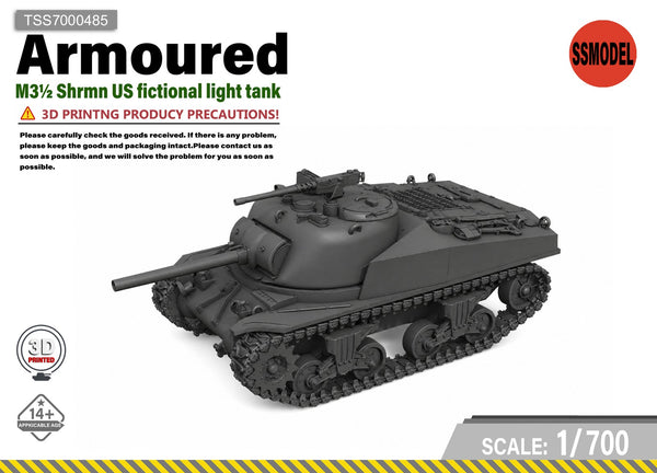 SSMODEL 1/700 M3 Shrmn US fictional light tank resin model kit TSS7000485
