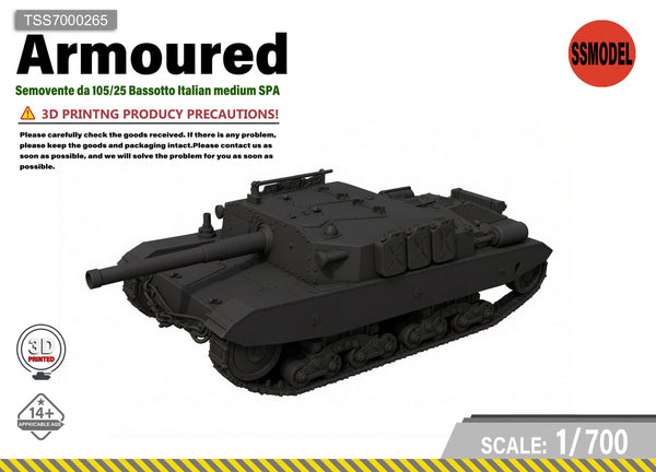 SSMODEL 1/700 Semovente da 105/25 Bassotto Italian tank Model Kit TSS7000265