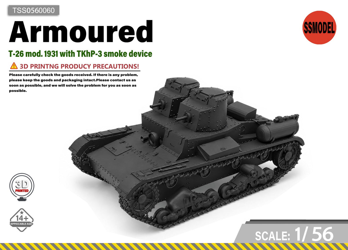 SSMODEL 1/56 T-26 mod. 1931 with TKhP-3 smoke device tank Model Kit TSS0560060