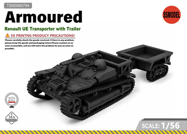 SSMODEL 1/56 Renault UE Transporter with Trailer Resin MODEL KIT TSS0560794
