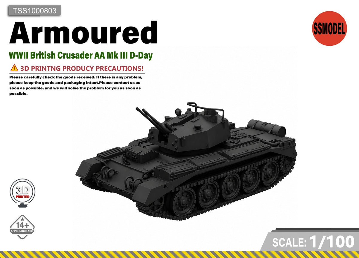 SSMODEL 1/100 WWII British Crusader AA Mk III D-Day Resin Model Kit TSS1000803 — scale model kit