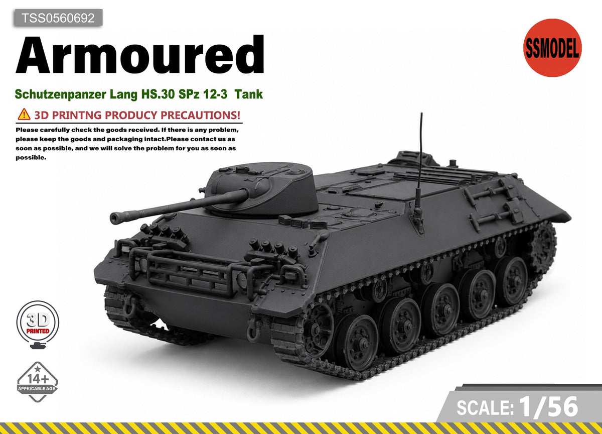SSMODEL 1/56 Schutzenpanzer Lang HS.30 SPz 12-3 Tank Resin MODEL KIT TSS0560692 — scale model kit