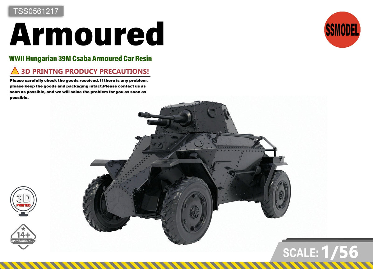 SMODEL 1/56 WWII Hungarian 39M Csaba Armoured Car Resin Model Kit TSS0561217 — scale model kit