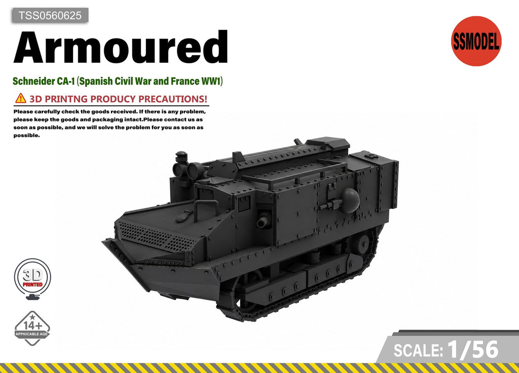 SSMODEL 1/56 Schneider CA-1 Spanish Civil War Tank Resin MODEL KIT TSS0560625