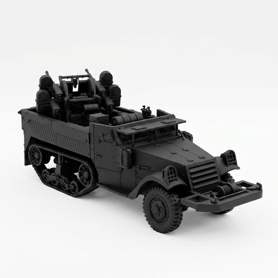 SSMODEL 1/56 WWII US M3 Half-track Quad 50 AA Resin Model Kit TSS0560883 — detail view 2