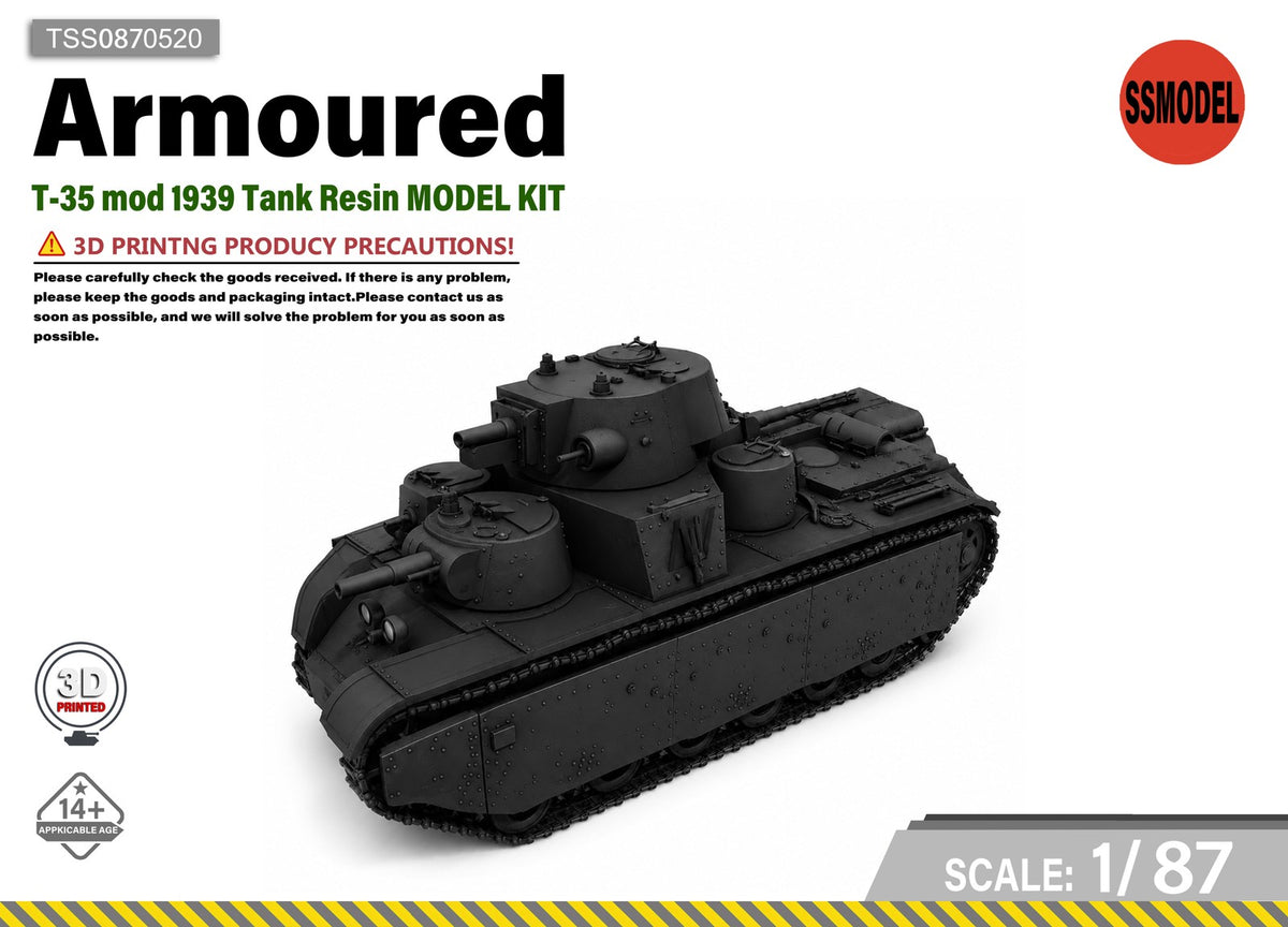 SSMODEL 1/87 T-35 mod 1939 Tank Resin MODEL KIT TSS0870520