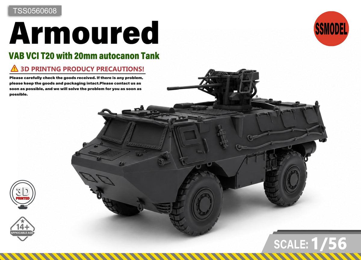 SSMODEL 1/56 VAB VCI T20 with 20mm autocanon Tank Resin MODEL KIT TSS0560608 — scale model kit