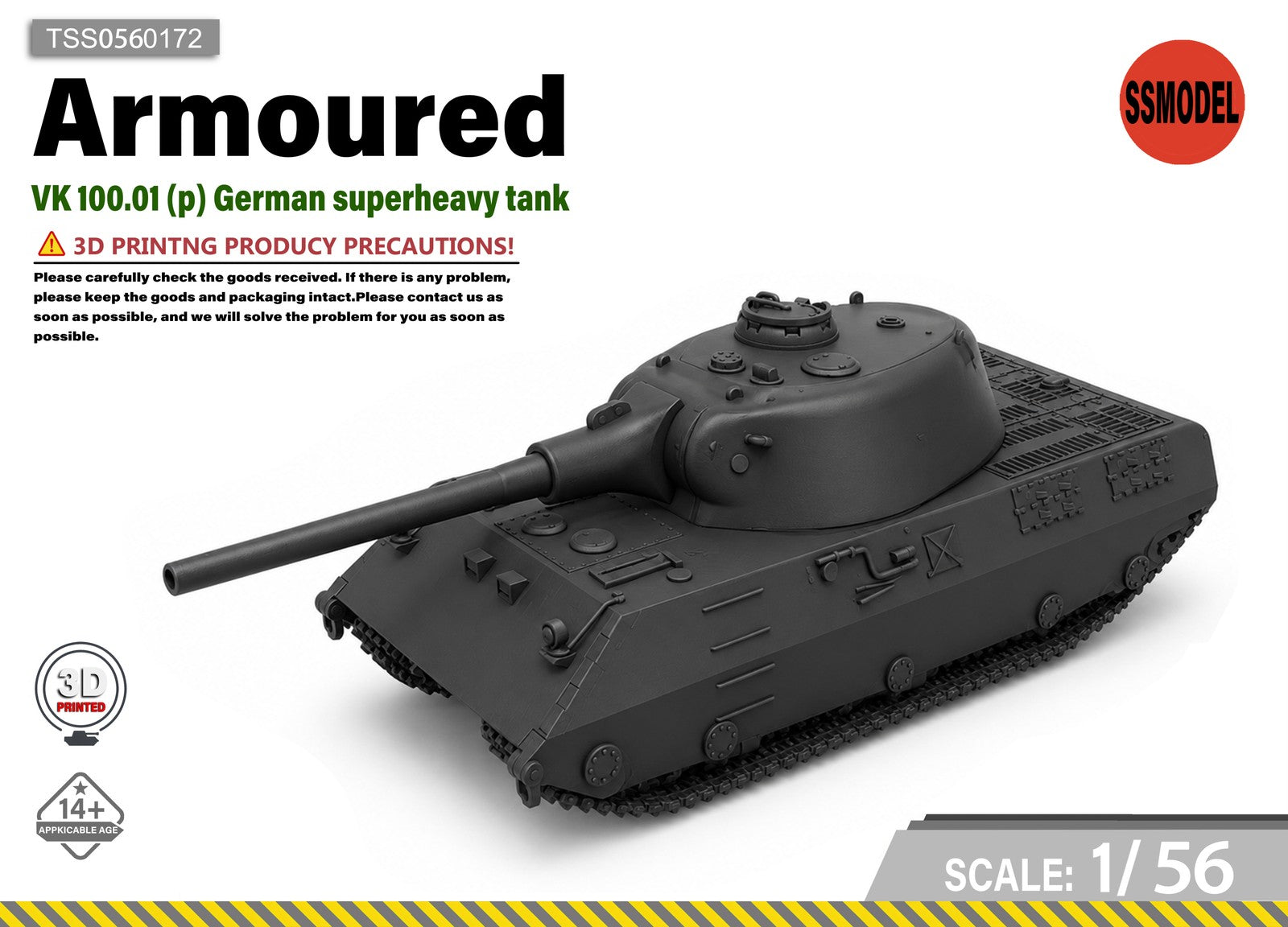 SSMODEL 1/56 VK 100.01 (p) German superheavy tank Resin Model Kit TSS0560172