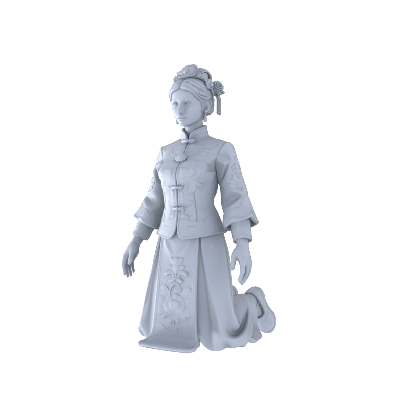 Detail view of Yao's Studio LYTR265 Chinese Bride Hexad Resin Miniature Model 6-Figure Set, Unpainted Traditional Wedding Figures, DIY Painting Scene Decoration Miniatures Diorama Resin Figures Model
