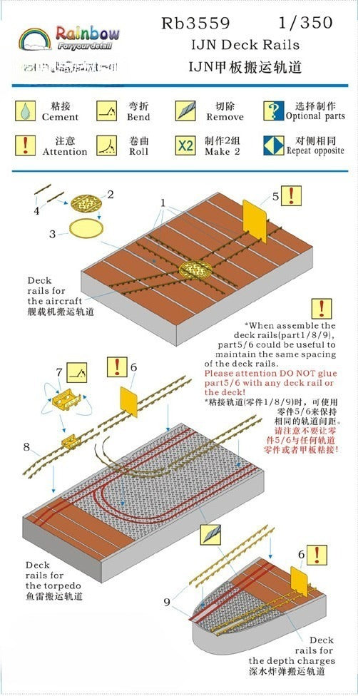 Rainbow RB3559 1/350 IJN Deck Rails （for aircraft, torpedo & depth ch ...