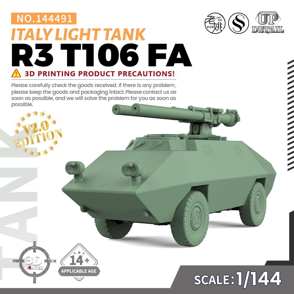 SSMODEL 491 Military Model Kit Italy R3 T106 FA Light Tank — scale model kit