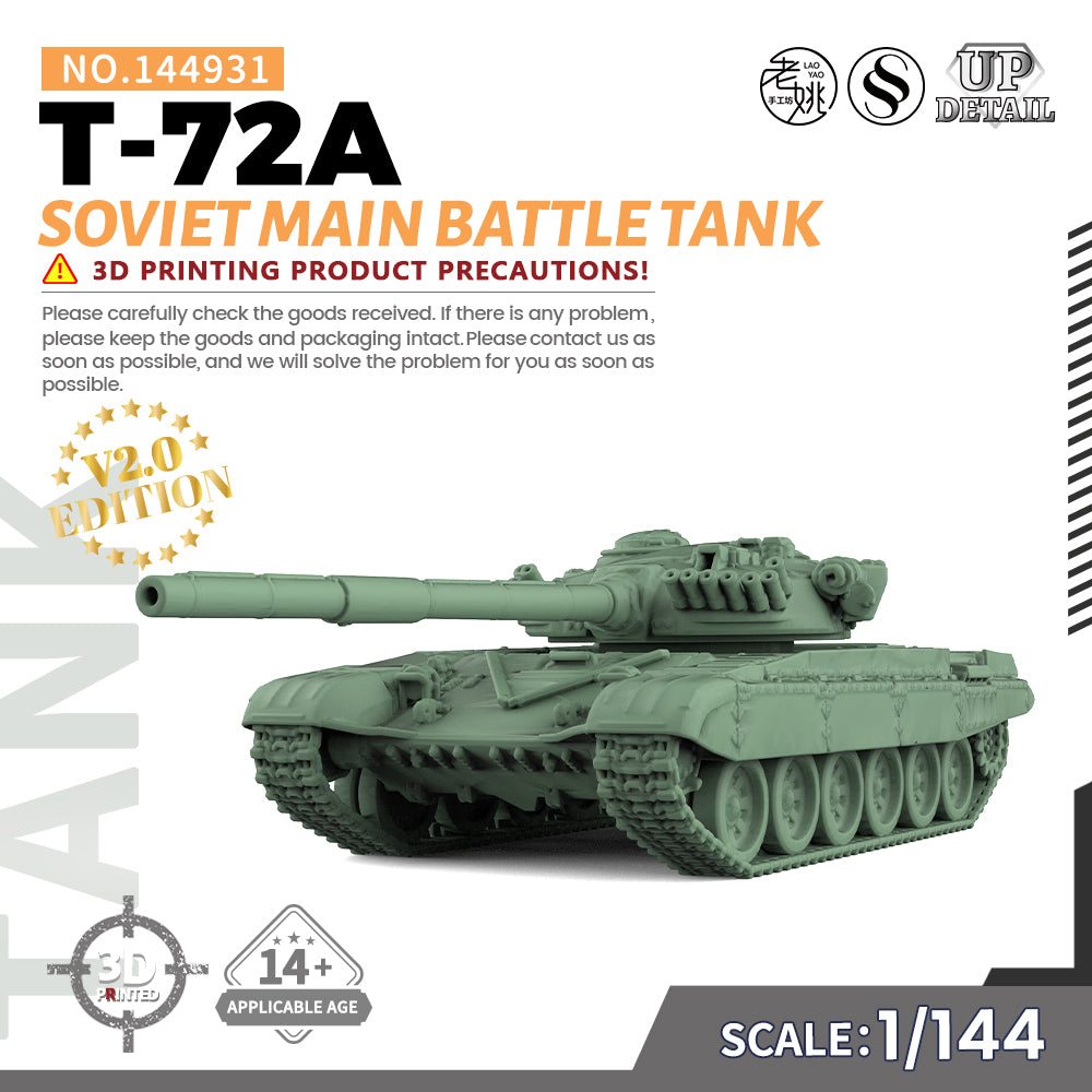 SSMODEL 931 Military Model Kit Soviet T-72A Main Battle Tank — scale model kit