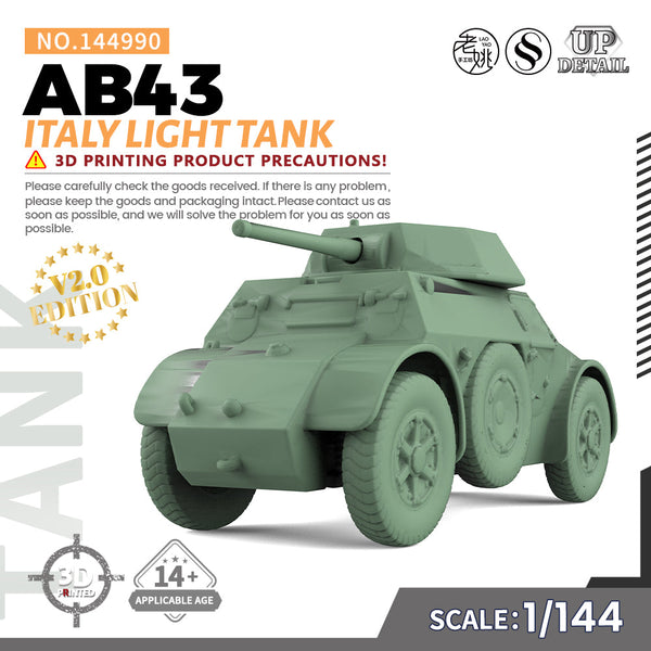 SSMODEL 990 Military Model Kit Italy AB43 Light Tank