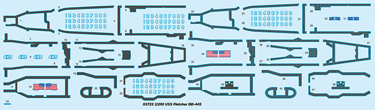 Trumpeter 03723 1:200 USS NAVY Fletcher DD-445 Destroyer Model Assembly Kit