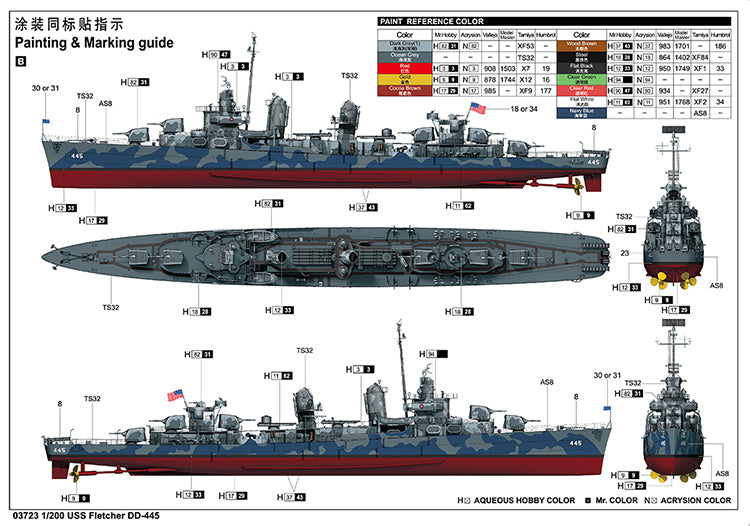 Trumpeter 03723 1:200 USS NAVY Fletcher DD-445 Destroyer Model Assembly Kit — detail view 25