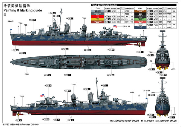Trumpeter 03723 1:200 USS NAVY Fletcher DD-445 Destroyer Model Assembly Kit