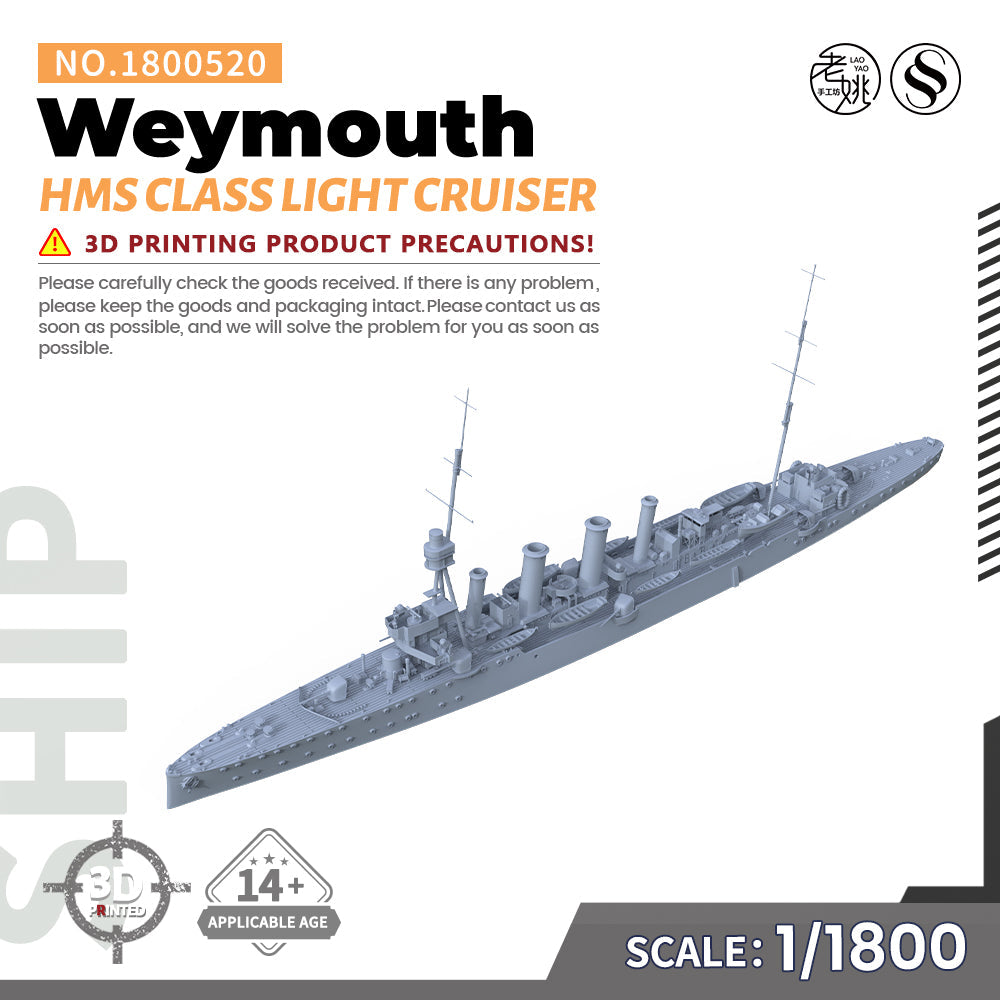 SSMODEL 520 Military Warship Model Kit HMS Weymouth Class Light Cruiser — detail view 5