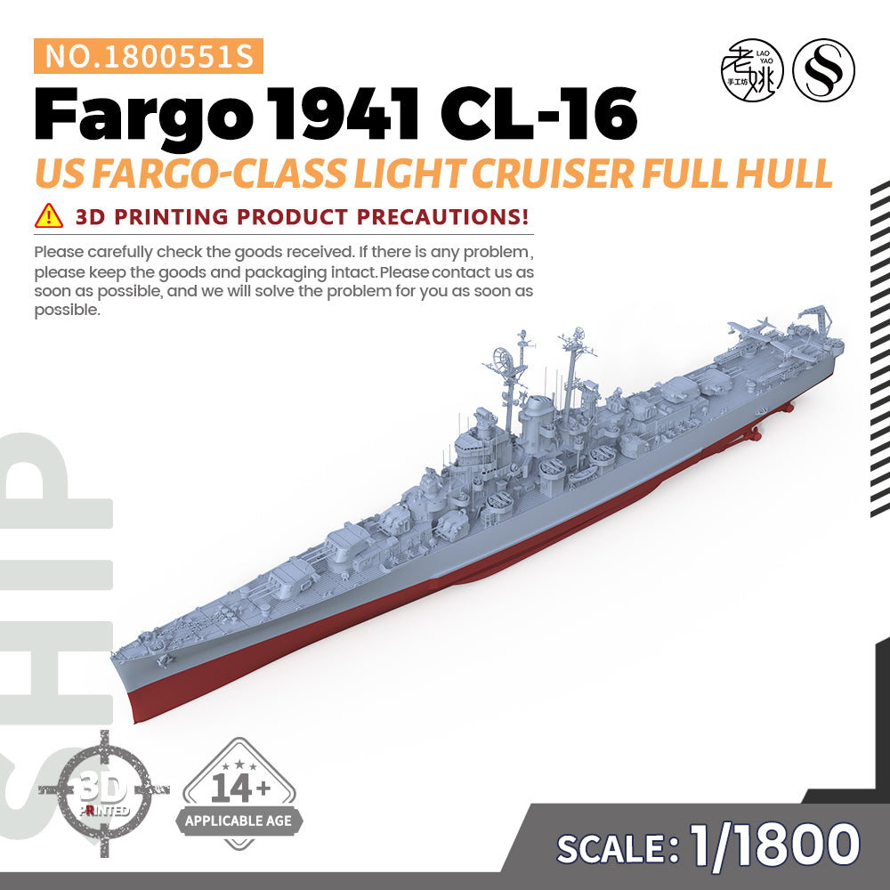 SSMODEL 551S Military Warship Model Kit US Navy Fargo class Light Cruiser CL-106 — detail view 5