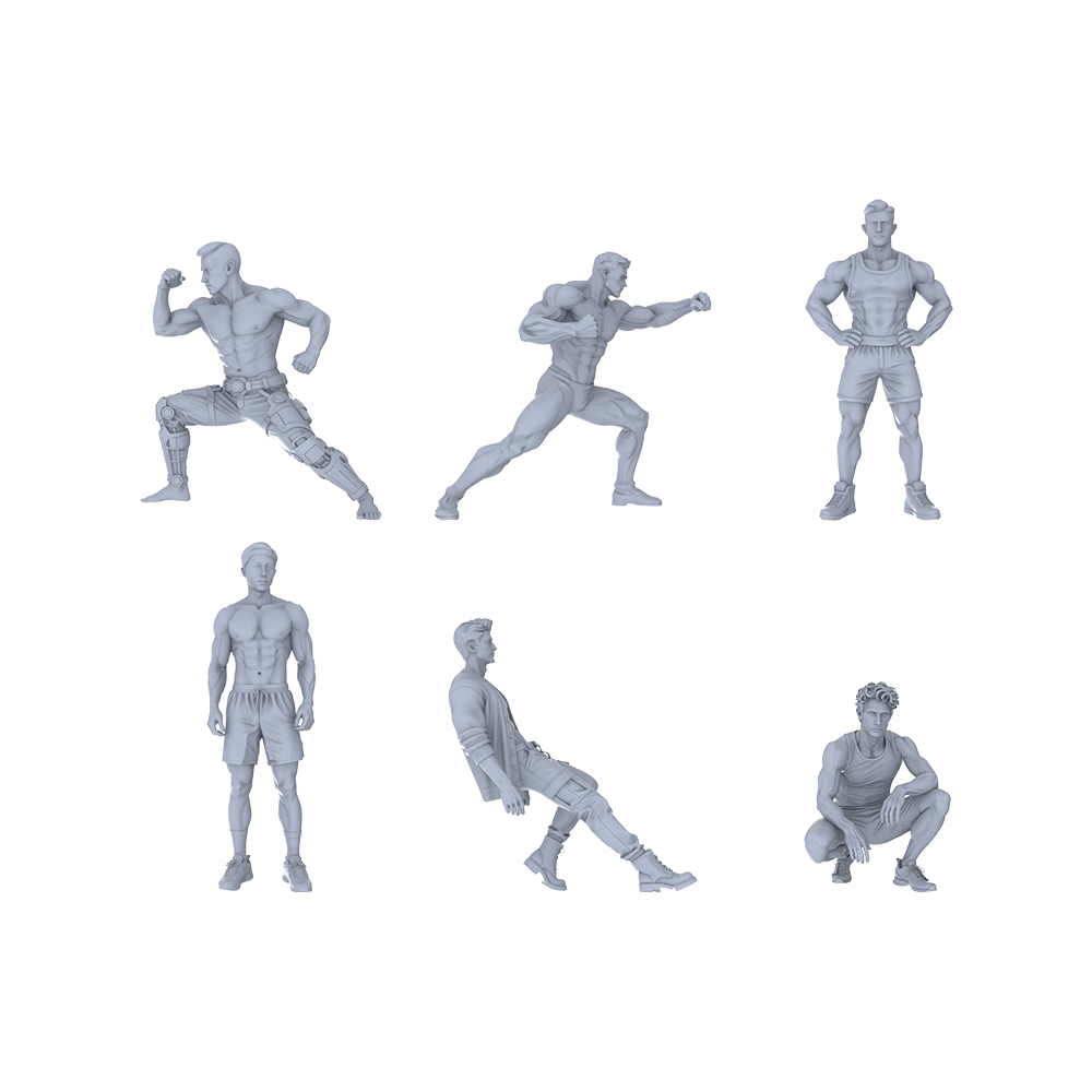 Yao's Studio LYTR192 Muscular Men Resin Miniature Model 6-Figure Set, Unpainted Fitness & Combat Figures, DIY Painting Scene Decoration Miniatures Diorama Resin Figures 3D Printed Resin Model Kit by SSMODEL