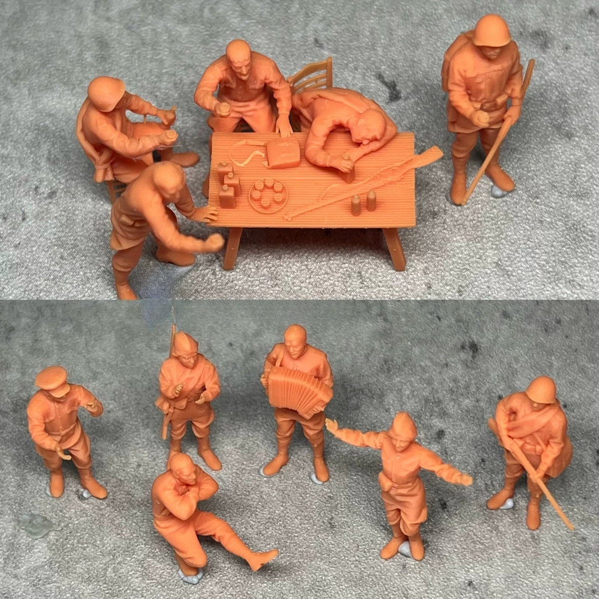 WWII Soviet Party Scene: 13-person group. Available in various scales. LSSNo30 1/35/48/64/72/87/100/144