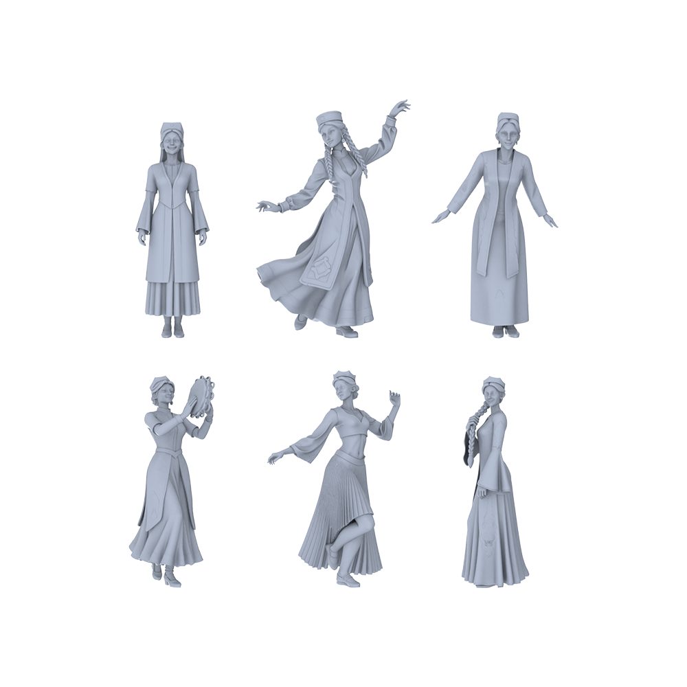 Yao's Studio LYTR195 Ethnic Dance Women Resin Miniature Model 6-Figure Set, Unpainted Western Region Dance Figures, DIY Painting Scene Decoration Miniatures Diorama Resin Figures 3D Printed Resin Model Kit by SSMODEL