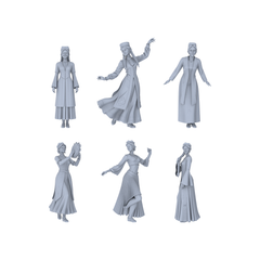 Yao's Studio LYTR195 Ethnic Dance Women Resin Miniature Model 6-Figure Set, Unpainted Western Region Dance Figures, DIY Painting Scene Decoration Miniatures Diorama Resin Figures 3D Printed Resin Model Kit by SSMODEL