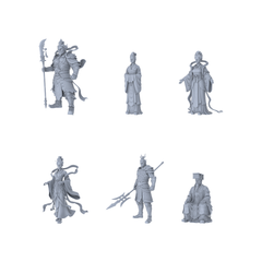 MRY-SFW LYTR568 Ancient Mythological Immortal Generals Pose Group of 6 Miniature Car Diorama Figures Scene Props Accessories Resin 3D Printed Resin Model Kit by SSMODEL