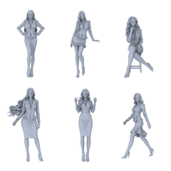 MRY-SFW LYTR706 Modern Figure Office Lady Business Style 6 pcs Miniature Car Diorama Figures Scene Props Accessories Resin 3D Printed Resin Model Kit by SSMODEL