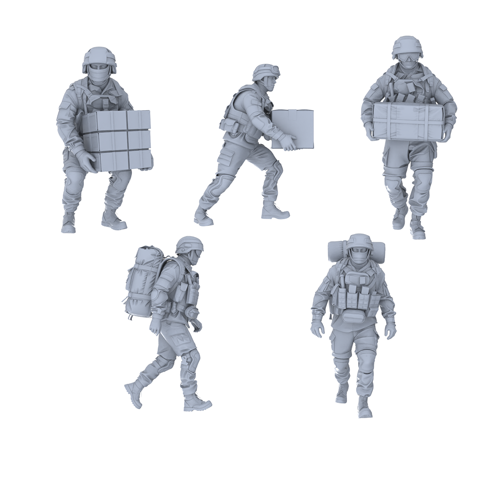 MRY-SFW LYGR571 Modern Military Five-Person Carrying Group 3D Printed Resin Model Kit by SSMODEL