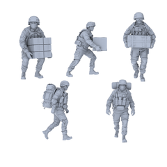 MRY-SFW LYGR571 Modern Military Five-Person Carrying Group 3D Printed Resin Model Kit by SSMODEL