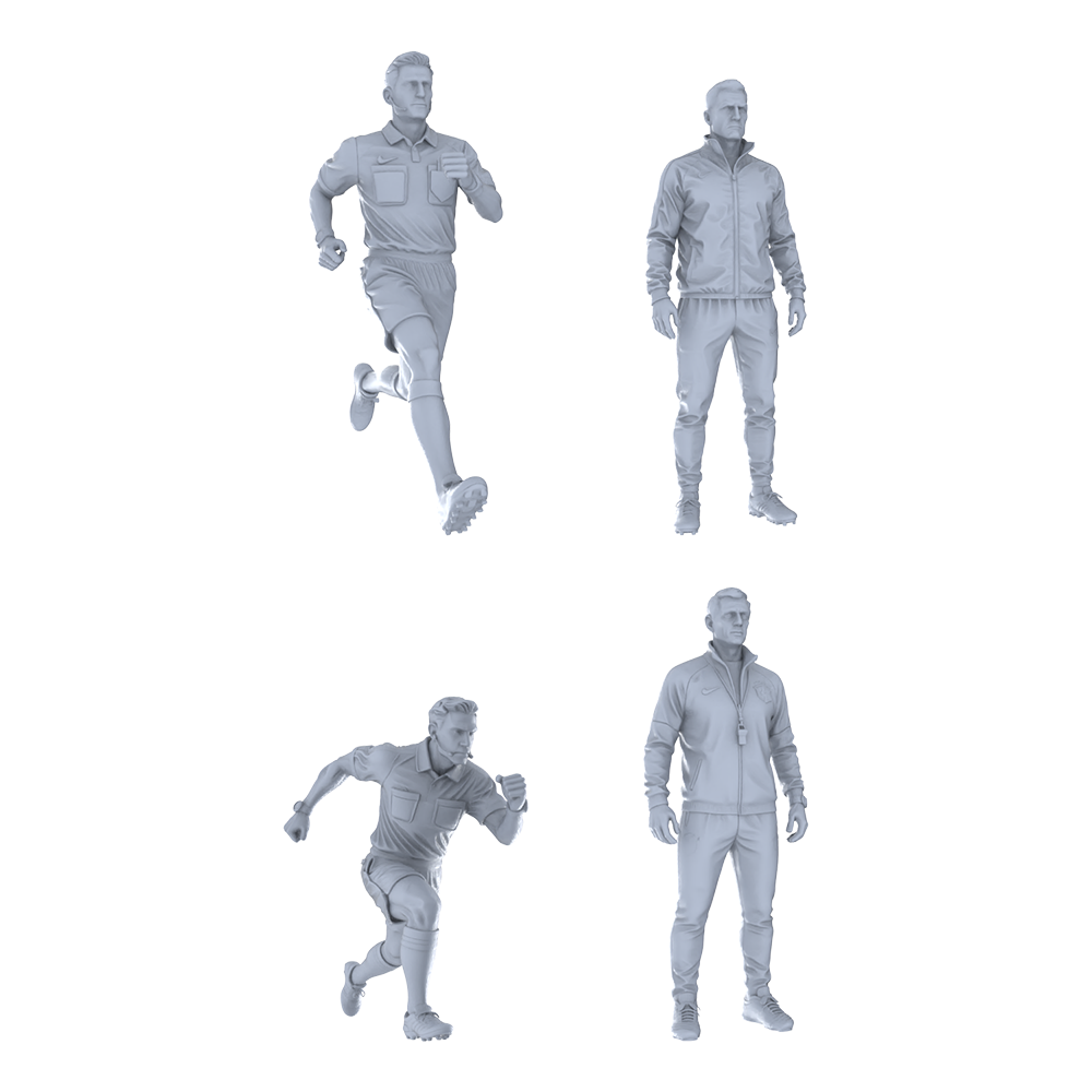 Yao's Studio LYTR266 Unpainted Miniature Referee & Coach 4-Pack for Diorama & Hobby Painting Miniatures Diorama Resin Figures 3D Printed Resin Model Kit by SSMODEL