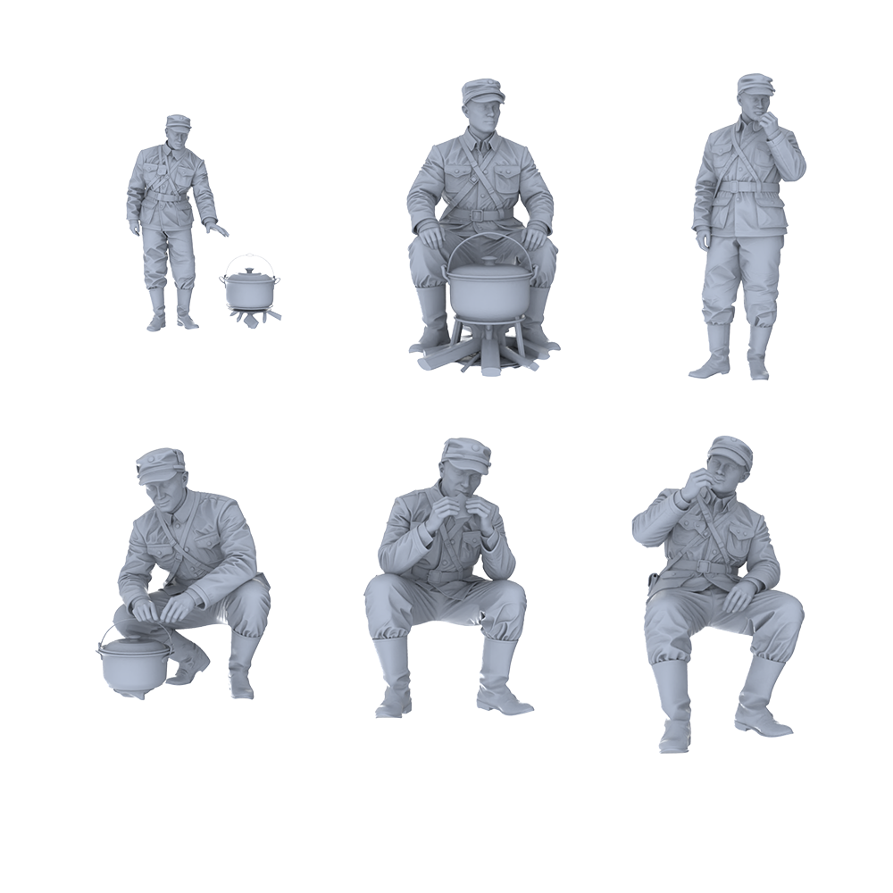 MRY-SFW LYGR551 Northeastern Army 2 Six-Person Picnic Group 3D Printed Resin Model Kit by SSMODEL