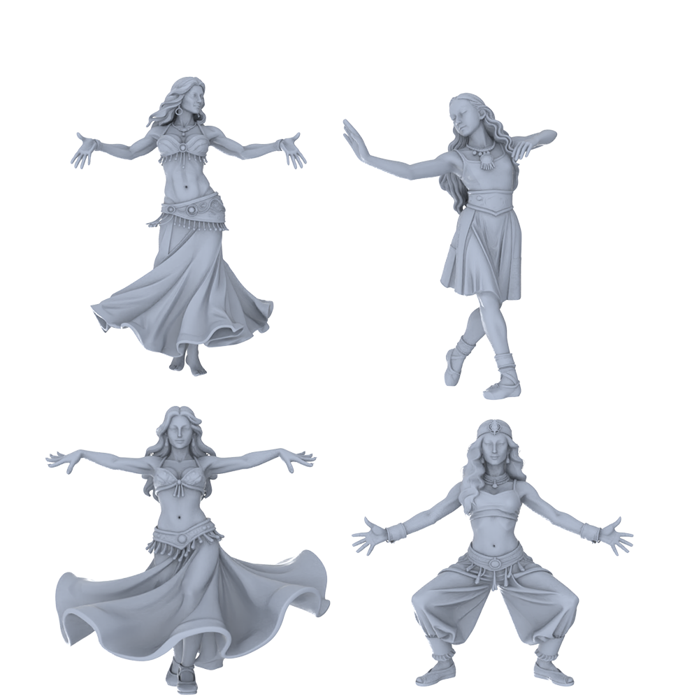 MRY-SFW LYTR753 Belly Dance Figure 4 pcs Miniature Car Diorama Figures Scene Props Accessories Resin 3D Printed Resin Model Kit by SSMODEL