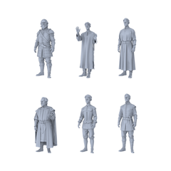 MRY-SFW LYTR547 Medieval European Garments Mannequin Display Group of Six Miniature Car Diorama Figures Scene Props Accessories Resin 3D Printed Resin Model Kit by SSMODEL